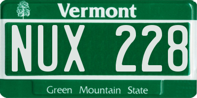 VT license plate NUX228