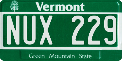 VT license plate NUX229