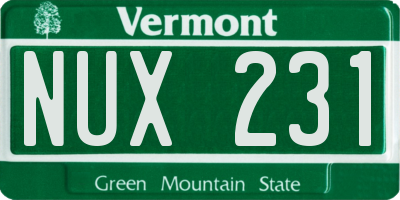 VT license plate NUX231