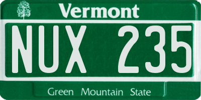 VT license plate NUX235
