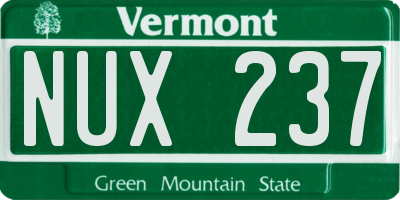 VT license plate NUX237