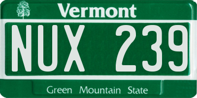 VT license plate NUX239