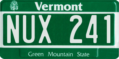 VT license plate NUX241