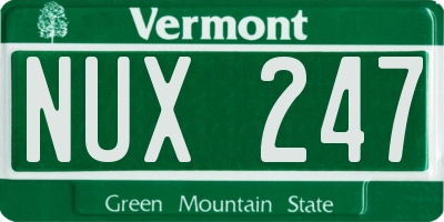 VT license plate NUX247