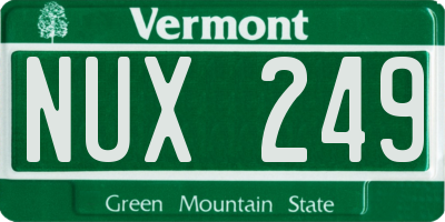 VT license plate NUX249