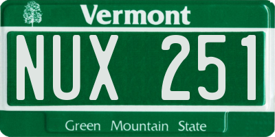 VT license plate NUX251