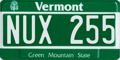 VT license plate NUX255