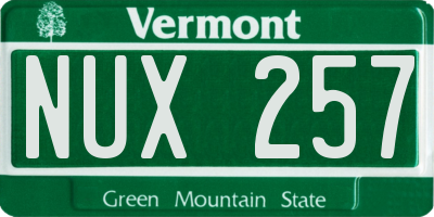 VT license plate NUX257