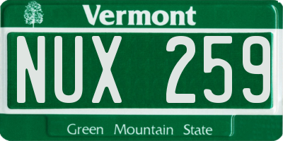 VT license plate NUX259