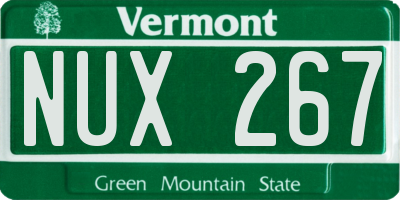 VT license plate NUX267