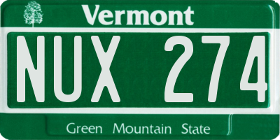 VT license plate NUX274