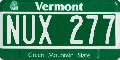VT license plate NUX277
