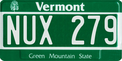 VT license plate NUX279