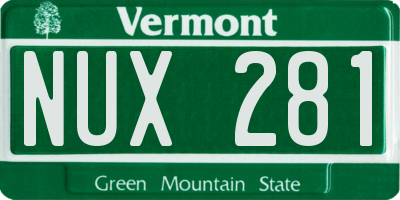 VT license plate NUX281