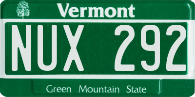 VT license plate NUX292
