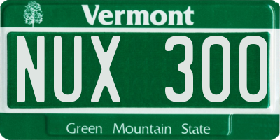 VT license plate NUX300