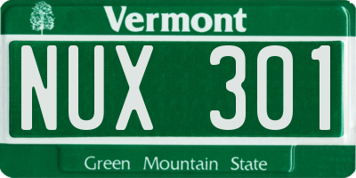 VT license plate NUX301