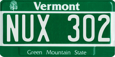 VT license plate NUX302