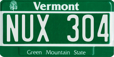 VT license plate NUX304