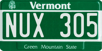VT license plate NUX305