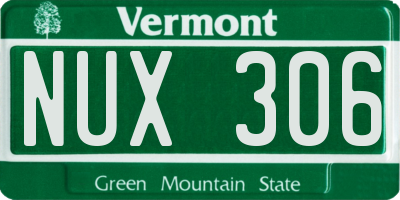 VT license plate NUX306