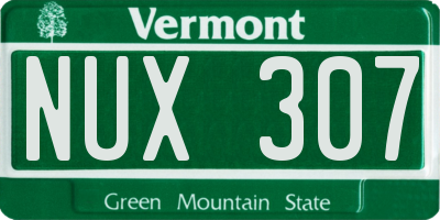 VT license plate NUX307