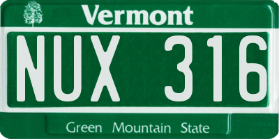 VT license plate NUX316