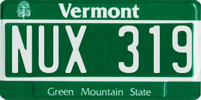 VT license plate NUX319