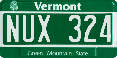 VT license plate NUX324