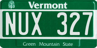 VT license plate NUX327