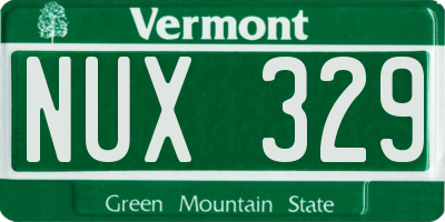 VT license plate NUX329
