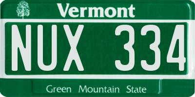 VT license plate NUX334