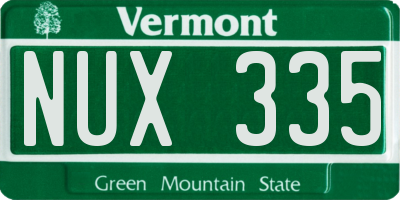 VT license plate NUX335