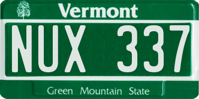 VT license plate NUX337