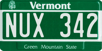 VT license plate NUX342