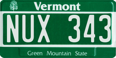 VT license plate NUX343