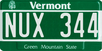 VT license plate NUX344