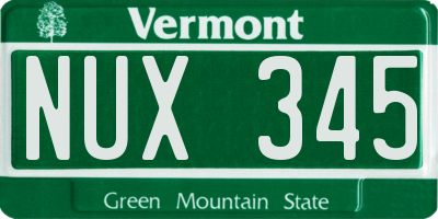 VT license plate NUX345