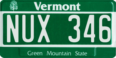 VT license plate NUX346