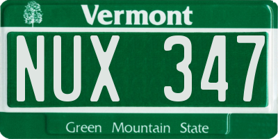 VT license plate NUX347