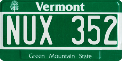 VT license plate NUX352