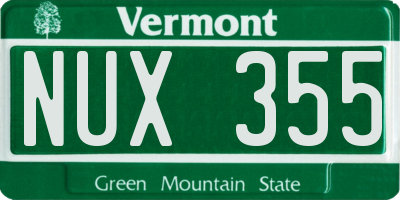 VT license plate NUX355