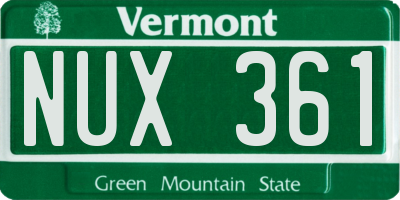 VT license plate NUX361