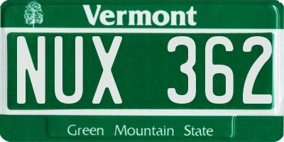 VT license plate NUX362