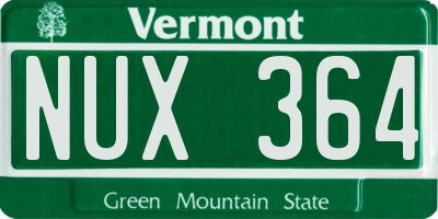 VT license plate NUX364