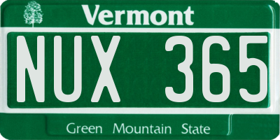 VT license plate NUX365