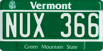 VT license plate NUX366