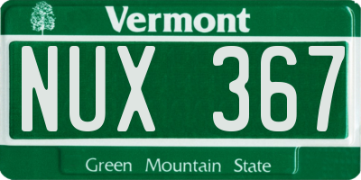 VT license plate NUX367
