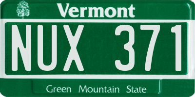 VT license plate NUX371