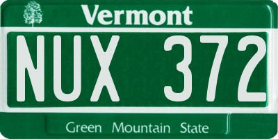 VT license plate NUX372
